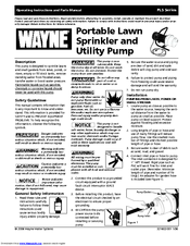 Wayne 321602-001 Operating Instructions And Parts Manual