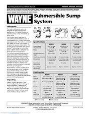 Wayne 353501-001 Operating Instructions And Parts Manual