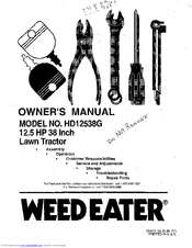 Weed Eater HD12538G Owner's Manual