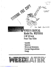 Weed Eater WEF550A Owner's Manual