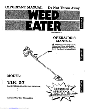 Weed Eater TBC 57 Operator's Manual