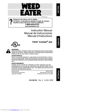 Weed Eater TWIST 'N EDGE 600 Instruction Manual