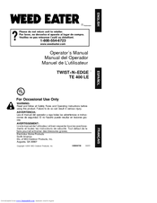Weed Eater TWIST-N-EDGE TE 400 LE Operator's Manual