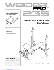 Weider Pro 235 Weight Bench Exerciser User Manual