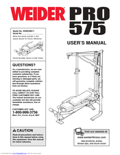 Weider Pro 575 Bench User Manual