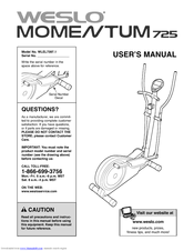 Weslo Momentum 735 Elliptical User Manual