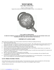 West Bend 88000 Care And Use Instructions Manual