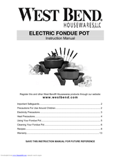 West Bend ELECTRIC FONDUE POT Instruction Manual