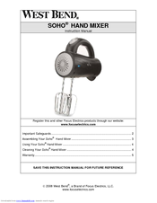 West Bend SOHO SHHM100 Instruction Manual