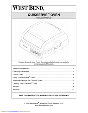 West Bend QUIKSERVE 76026 Instruction Manual