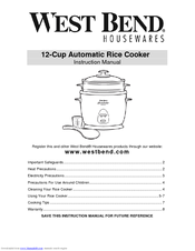 West Bend 12-Cup Automatic Rice Cooker Instruction Manual