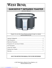 West Bend Quikserve Infrared Toaster Instruction Manual