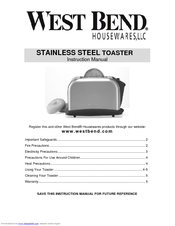 West Bend STAINLESS STEEL TOASTER Instruction Manual