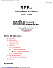 Western Telematic Remote Power Boot Switch User Manual