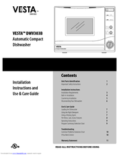 Vesta DWV303B Installation Instructions And Use & Care Manual
