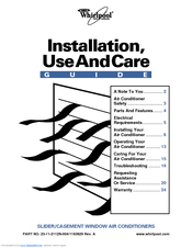 Whirlpool ACS052XH1 Installation, Use And Care Manual