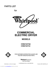 Whirlpool CEM2760TQ0 Parts List
