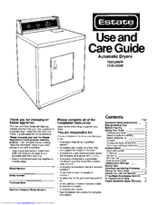 Whirlpool TGDL600W Use And Care Manual