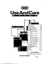 Roper FREEZERS Use And Care Manual