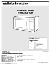 Whirlpool MT4078SPQ - 0.7 Cu. Ft. Nonsensor Microwave Oven Installation Instructions