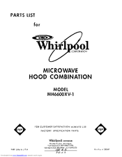Whirlpool MH660XV-1 Parts List