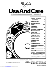Whirlpool MT9101SF Use And Care Manual