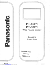 Panasonic PT37P1 - WIDE PLASMA DISPLAY Operating Instructions Manual