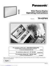 Panasonic PT42PD3P - PLASMA DISPLAY Operating Instructions Manual