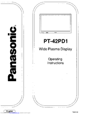 Panasonic PT42PD1 - PLASMA DISPLAY Operating Instructions Manual