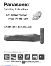 Panasonic ShowStopper PV-HS1000 Operating Instructions Manual