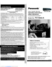 Panasonic PV-V4022-A Operating Instructions Manual
