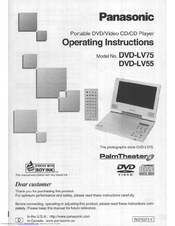 Panasonic DVDLV75D - DIG. VIDEO DISCPLAYE Operating Instructions Manual