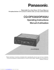 Panasonic CQDPX303U - AUTO RADIO/CD DECK Operating Instructions Manual