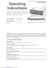 Panasonic CQ-R121 Operating Operating Manual