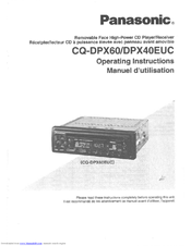 Panasonic CQDPX40EUC - AUTO RADIO/CD DECK Operating Instructions Manual