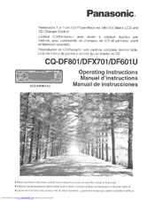 Panasonic CQDF801U - AUTO RADIO/CD DECK Operating Instructions Manual