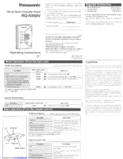 Panasonic RQ-NX60V Operating Instructions