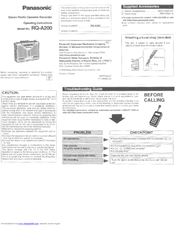 Panasonic RQA200 - PERSONAL STEREO-LOW Operating Instructions Manual