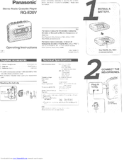 Panasonic RQE20V - PERSONAL STEREO-LOW Operating Instructions