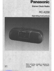 Panasonic RC-X230 Operating Instructions Manual