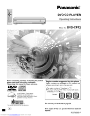 Panasonic DVDCP72 - DIG. VIDEO DISC PLAY Operating Instructions Manual