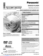 Panasonic DVD-S31 Operating Instructions Manual