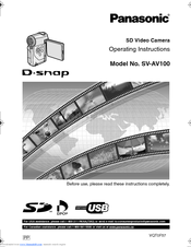Panasonic SV AV100 - D-Snap Camcorder - 0.8 MP Operating Instructions Manual