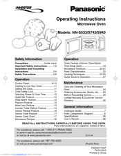 Panasonic NNS743BF Operating Instructions Manual