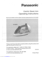 Panasonic NI-762RE Operating Instructions Manual