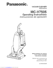 Panasonic MCV7505 - UPRIGHT VACUUM Operating Instructions Manual