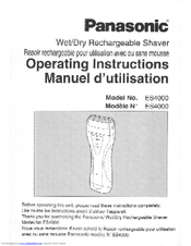 Panasonic ES-4000 Operating Instructions Manual