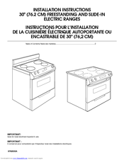Whirlpool KESA907PSS - ARCHITECT Series: 30'' Slide-In Electric Range Installation Instructions Manual