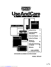 Whirlpool FEP340Y Use And Care Manual