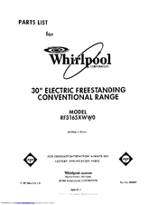 Whirlpool RF3165XWN0 Parts List